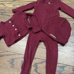 Little parni Burgundy Baby Outfit Set 9 months